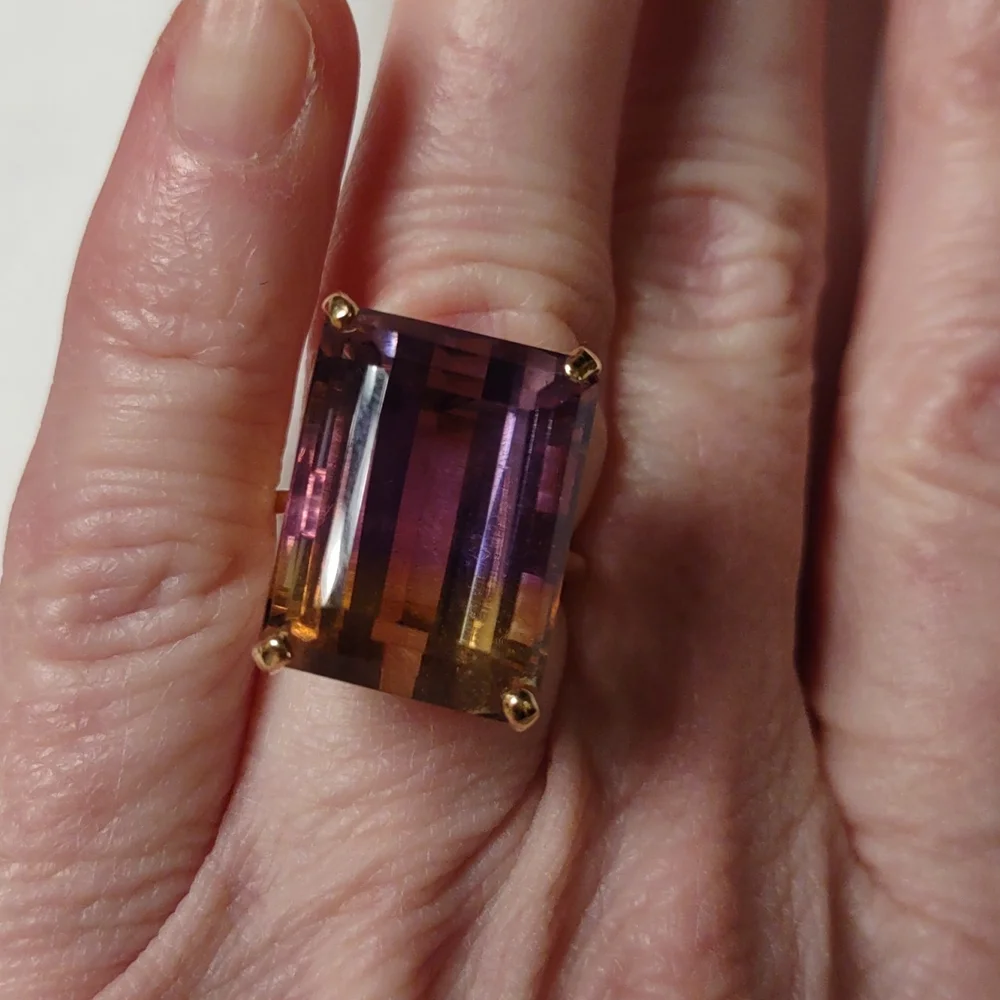 Ametrine ring 14kt yellow gold Large Statement Ring